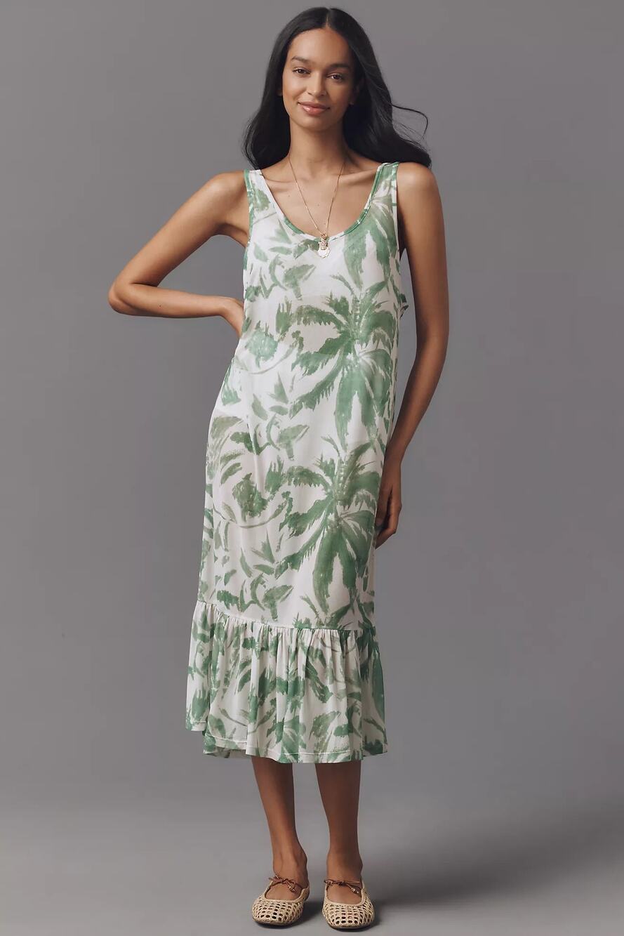 Anthropologie Green Floral Mesh Sleeveless Dress Size M Medium NWT